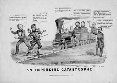 An Impending Catastrophe, published by Currier and Ives, New York, 1868 by John Cameron